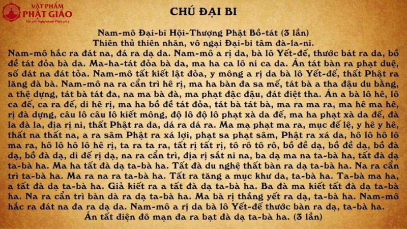 Ý nghĩa Chú Đại Bi và công năng vi diệu của Chú Đại Bi 