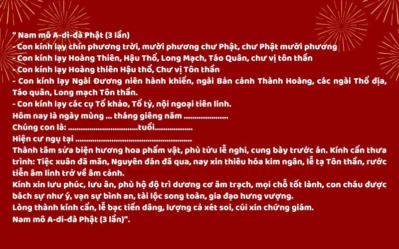 Mẫu 3 văn khấn rước ông Táo về nhà ngày mồng 7