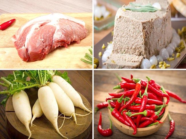 nguyên liệu làm bánh mì pate thịt nướng