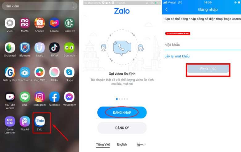 Cách đăng nhập Zalo trên điện thoại