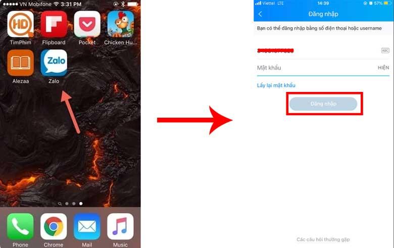 Cách đăng nhập Zalo trên 2 điện thoại iPhone: Bước 1