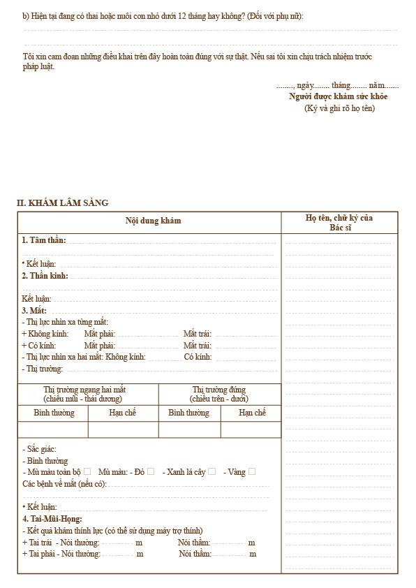 Khám sức khỏe lái xe