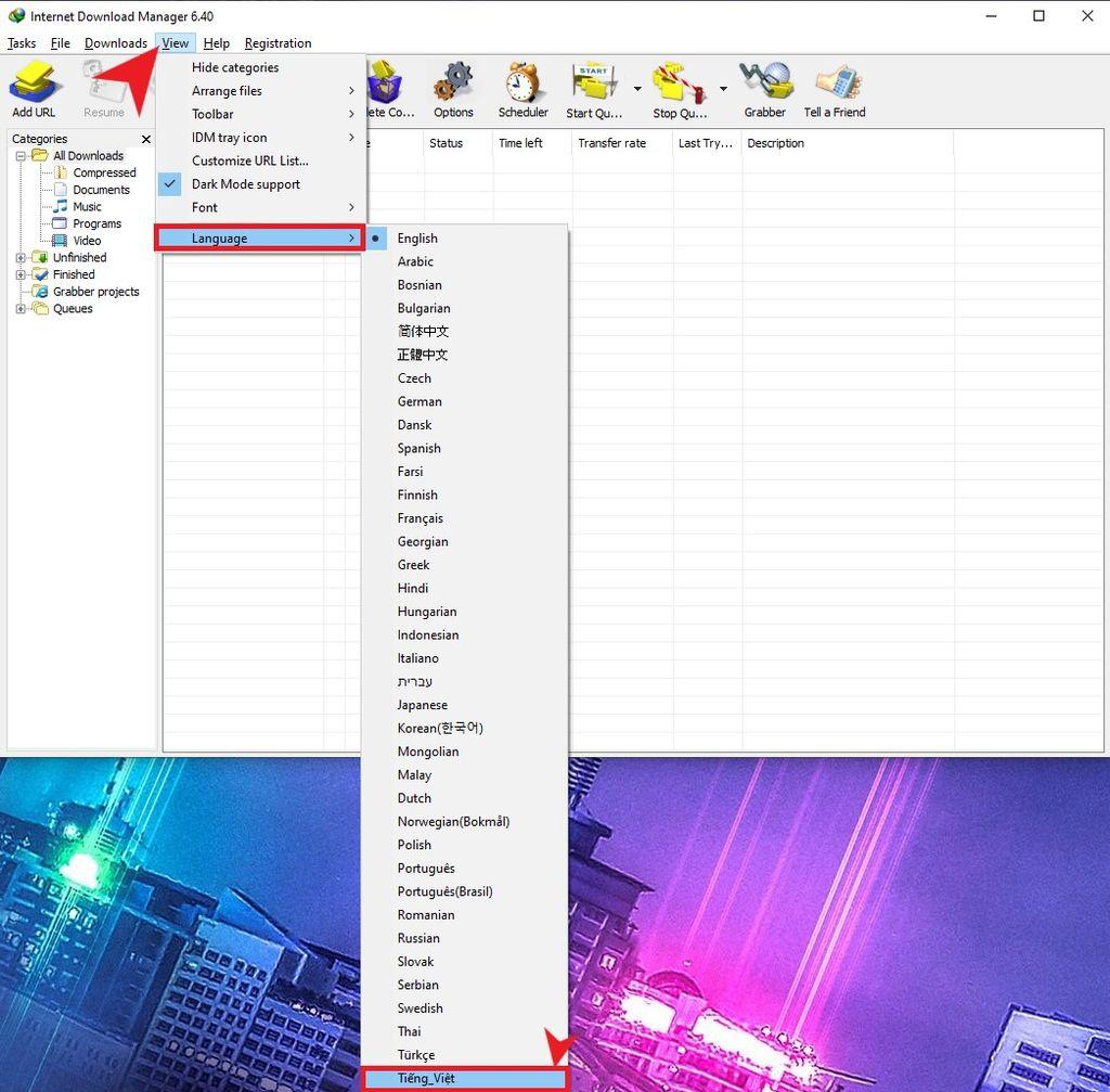 Cài đặt tiếng Việt cho IDM, Internet Download Manager - GEARVN
