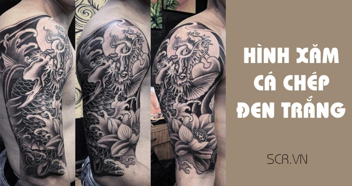 Mẫu Hình Xăm Cá Chép Vượt Vũ Môn Kín Lưng