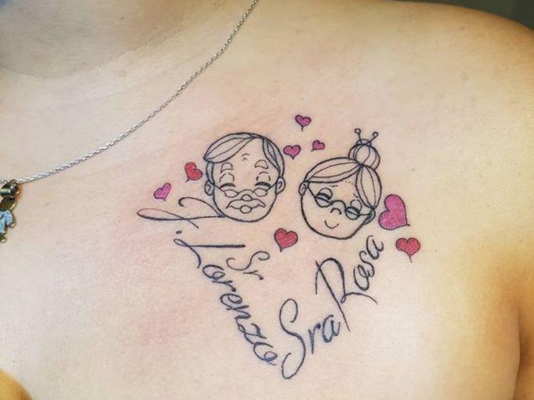 Hình xăm về cha mẹ ở vai