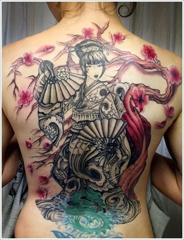 Top 100+ Mẫu Hình xăm Geisha hoa Anh Đào đẹp nhất