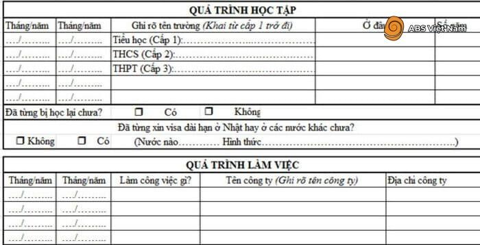Mẫu viết về thông tin liên quan đến học tập và công việc