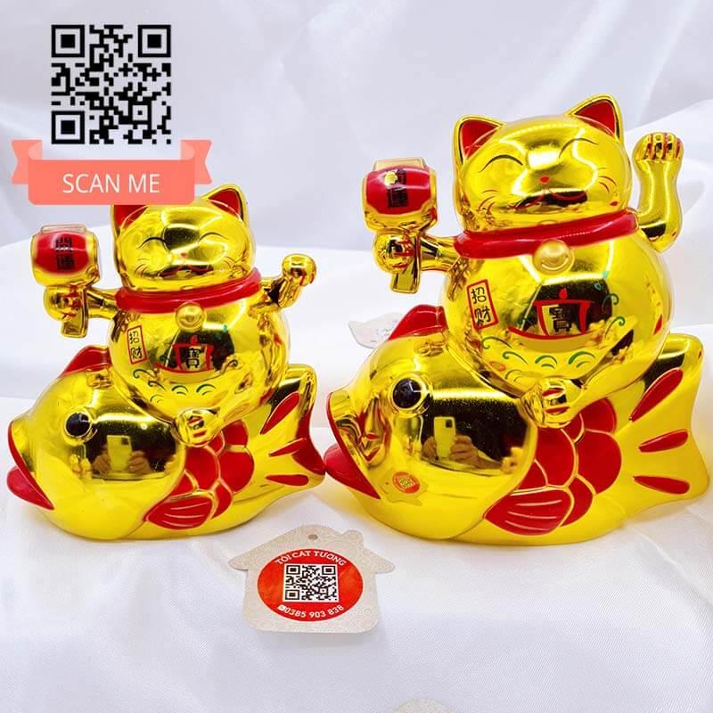 Mèo Thần Tài Cưỡi Cá Chép