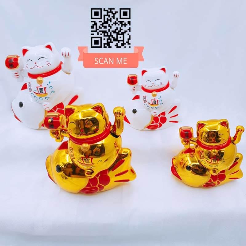 Mèo Thần Tài Cưỡi Cá Chép