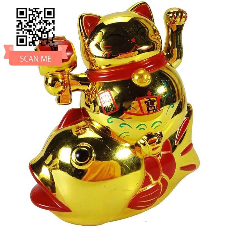 Mèo Thần Tài cưỡi cá chép năng lượng mặt trời 3
