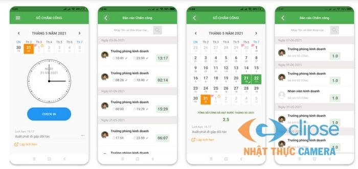 App quản lý, chấm công: Sổ chấm công.