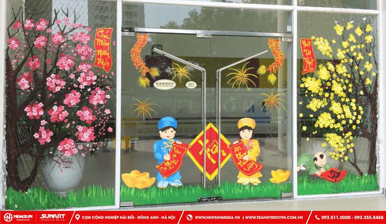 Trang trí lớp học ngày Tết nguyên đán với decal
