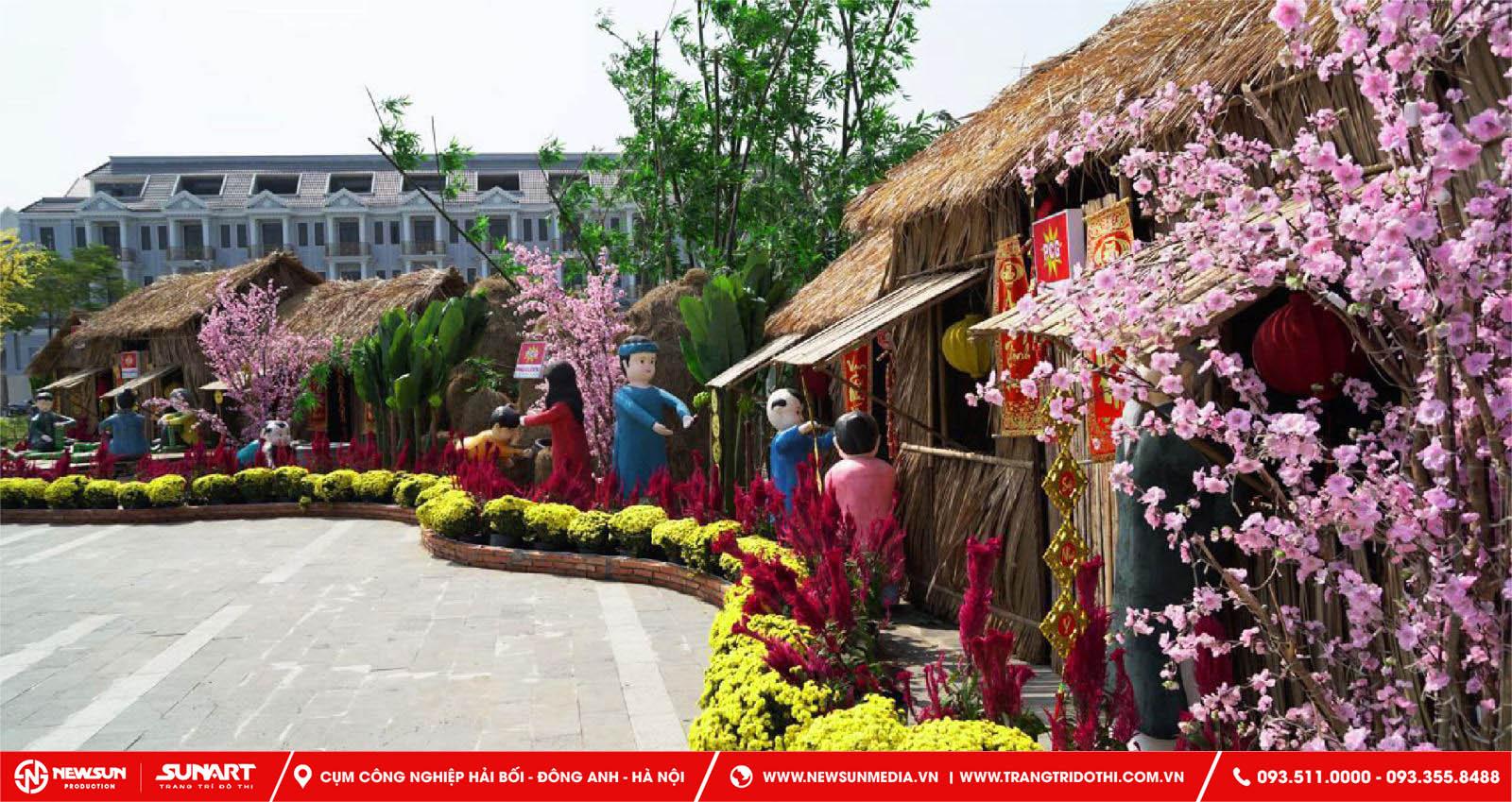Trang trí góc Tết trường mầm non với tiểu cảnh phiên chợ Tết