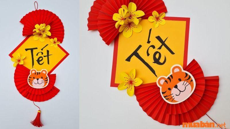 Trang trí Tết mầm non bằng quạt giấy